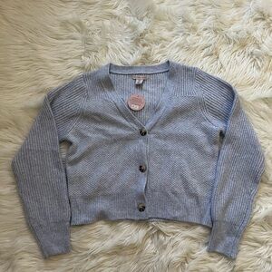 Women's Light Blue Crop Cardigan Sweater